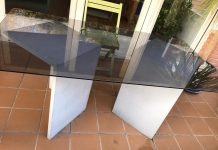 Mesa de jardín y terraza con patas de hormigón